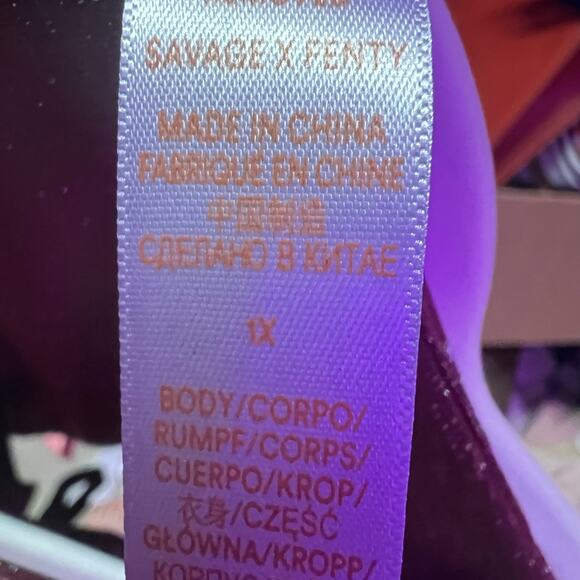 Savage X Fenty Maroon Sparkle Tie-Front Bra - Picture 7 of 7